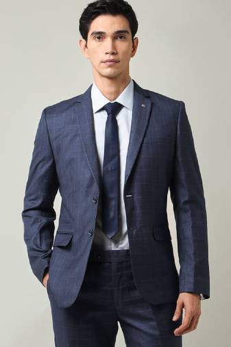 Checked regular fit dobby weave suit