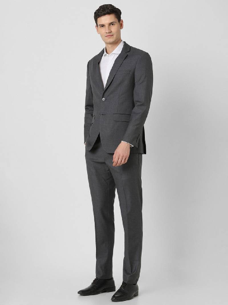 Checked slim-fit single-breasted two-piece suit