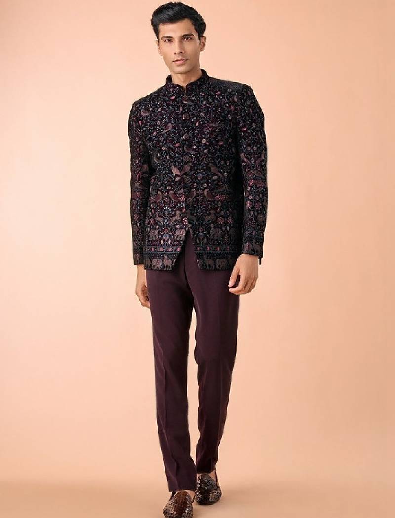 Single breasted bandhgala suit
