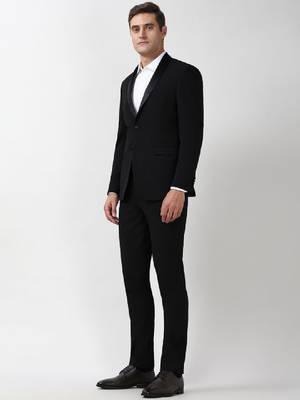 Slim-fit single-breasted formal two piece suit 4