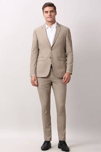 Men notched lapel collar elite textured 2-pices suits
