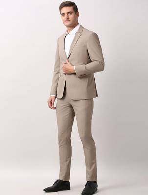 Men notched lapel collar elite textured 2-pices suits 4