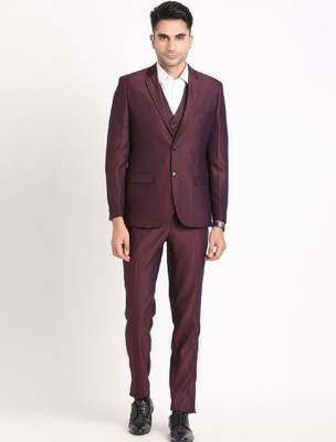 Self design single breasted notched collar 3-piece suit 1