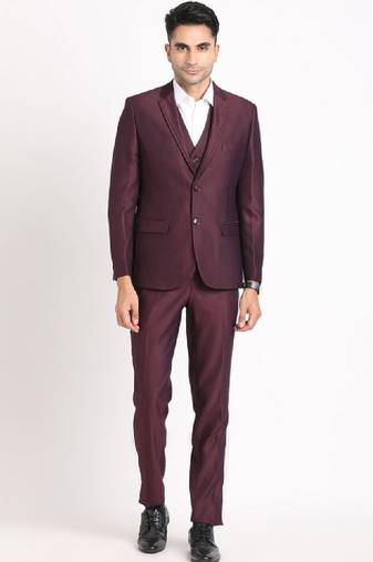 Self design single breasted notched collar 3-piece suit