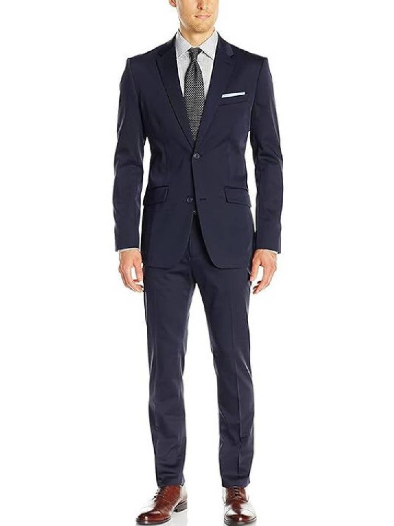 Men long sleeves single-breasted regular fit notched lapel 2 piece suit