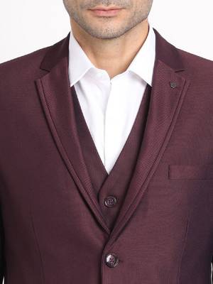 Self design single breasted notched collar 3-piece suit 2