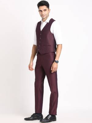 Self design single breasted notched collar 3-piece suit 4