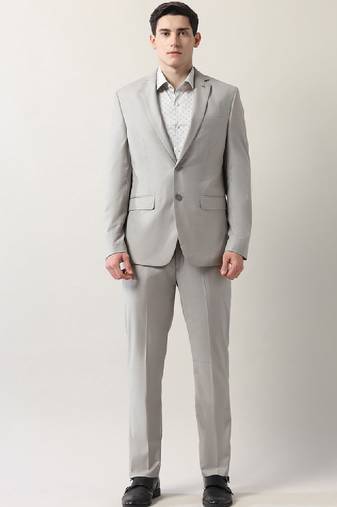 2-pc notched lapel single breasted long sleeves formal suit