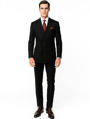 Men regular fit double-breasted notched collar 2-piece suit 1