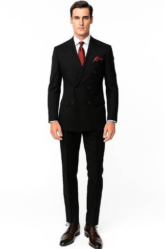 Men regular fit double-breasted notched collar 2-piece suit