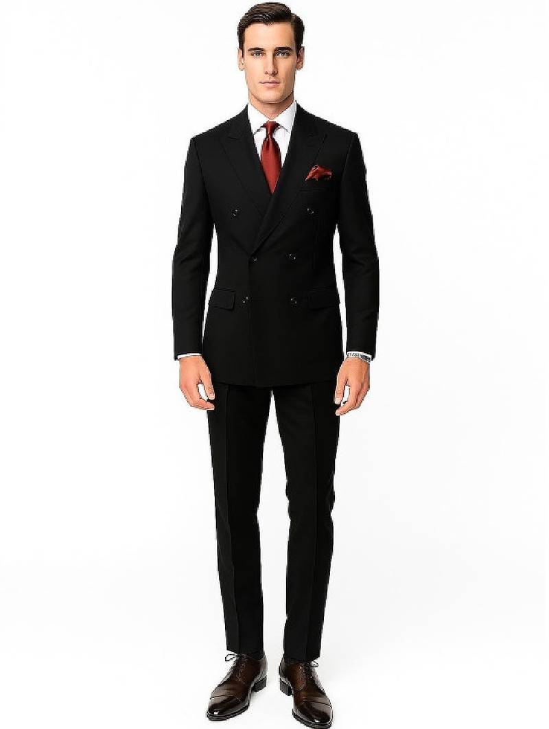 Men regular fit double-breasted notched collar 2-piece suit