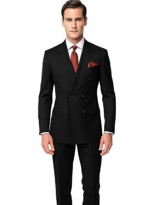 Men regular fit double-breasted notched collar 2-piece suit 2