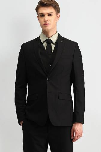 Men solid blazer & waistcoat with trousers