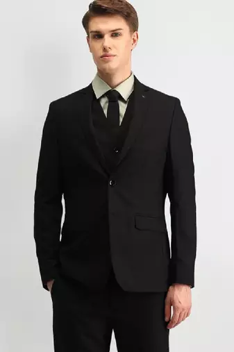 Men solid blazer & waistcoat with trousers