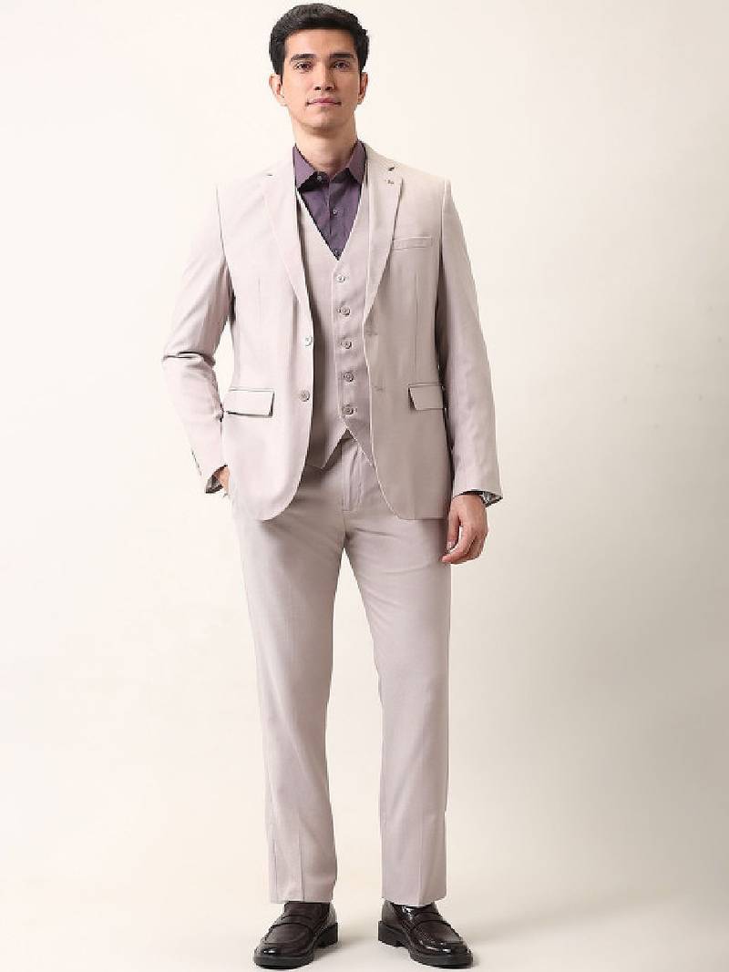 Self design reversible single-breasted 3-piece suit