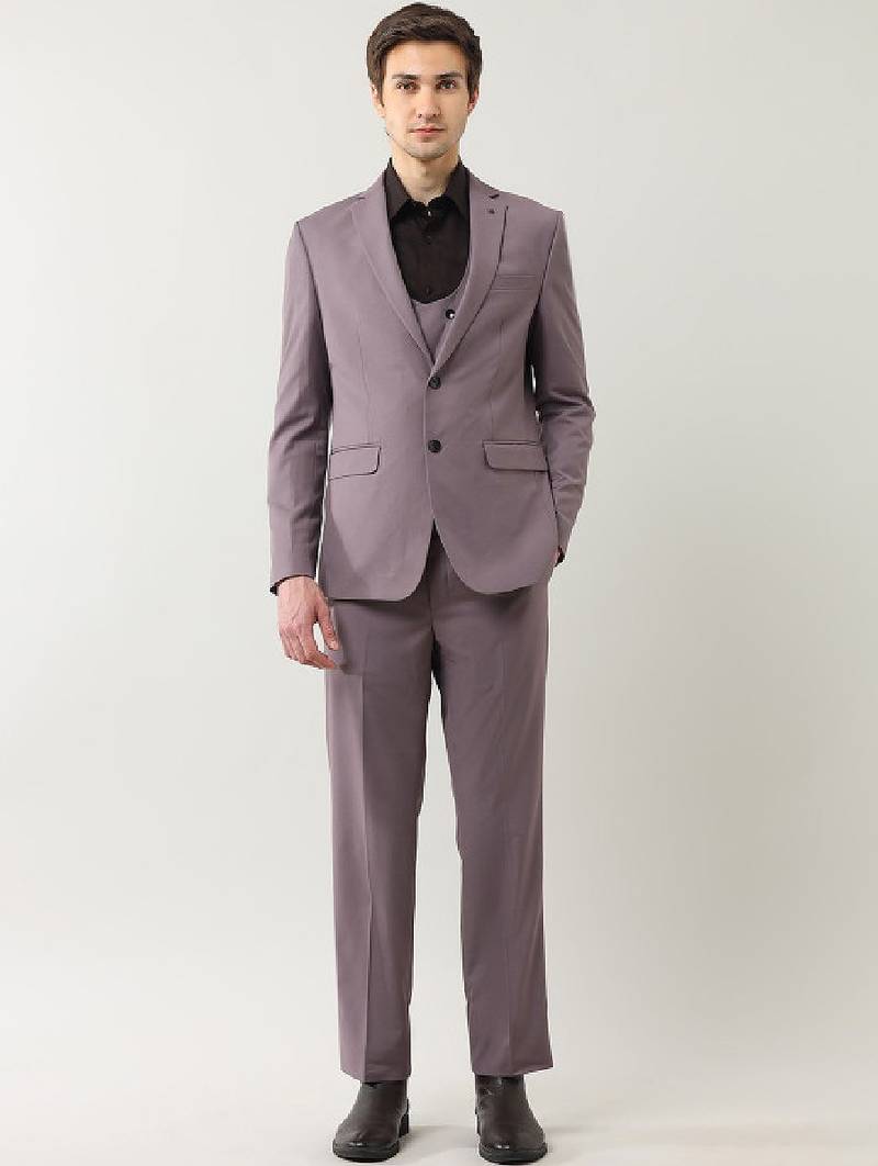 Men tailored fit single-breasted three-piece formal suit