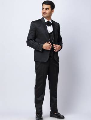 Cotton single-breasted notched lapel three piece suits 1