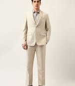 Ceremonial self design tailored-fit single-breasted three-piece formal suit