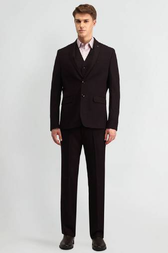 Men solid blazer & waistcoat with trousers