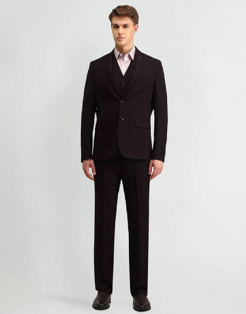Men solid blazer & waistcoat with trousers