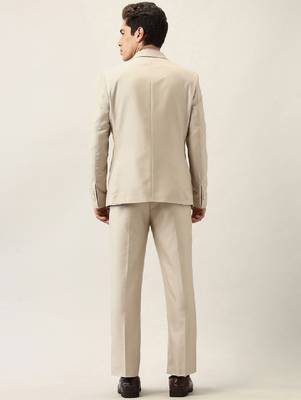 Ceremonial self design tailored-fit single-breasted three-piece formal suit 4