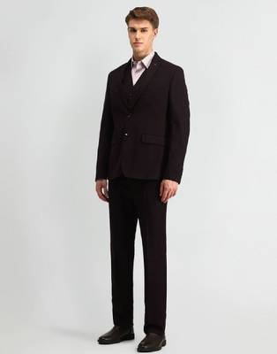 Men solid blazer & waistcoat with trousers 3