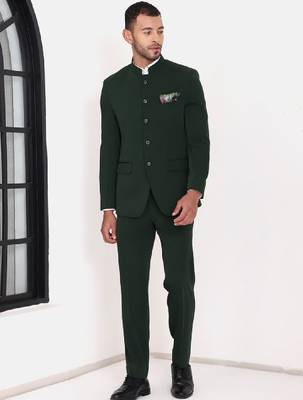 Men mandarin collar bandhgala slim-fit 2-piece suits 1
