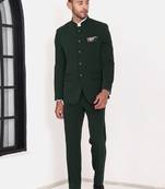 Men mandarin collar bandhgala slim-fit 2-piece suits