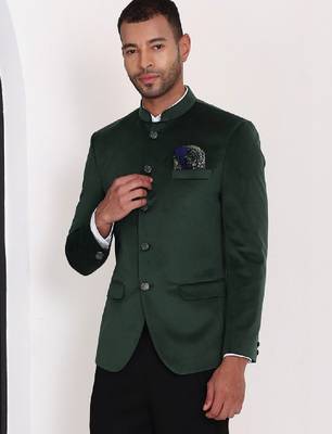 Men slim fit mandarin collar single-breasted bandhgala suits 1