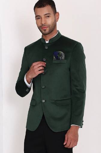 Men slim fit mandarin collar single-breasted bandhgala suits