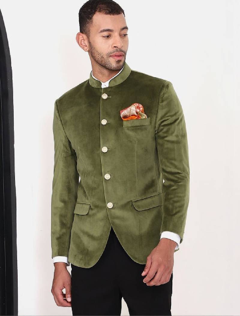 Men solid bandhgala slim-fit 2-piece suits