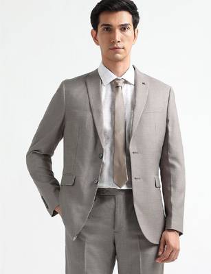 Men single-breasted tailored fit two piece suit 3