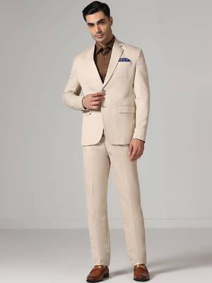 Men notched lapel single-breasted two-pieces suit 1