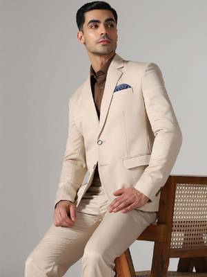 Men notched lapel single-breasted two-pieces suit 4