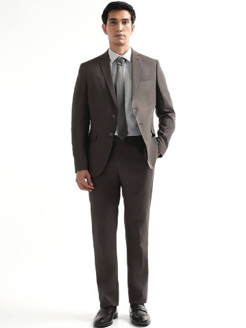 Checked notched lapel tailored fit 2 piece suit