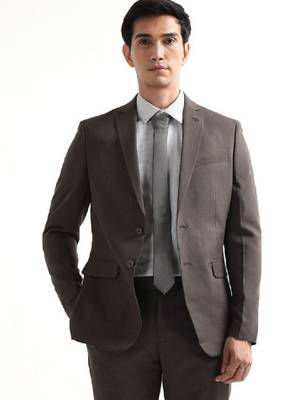Checked notched lapel tailored fit 2 piece suit 3