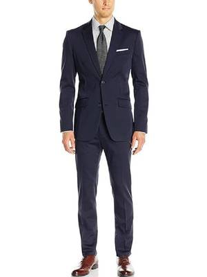 Lapel collar single breasted 2 piece formal suit 1