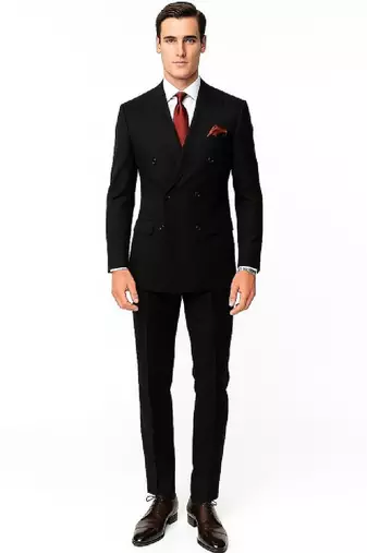 Lapel collar double breasted 2 piece suit