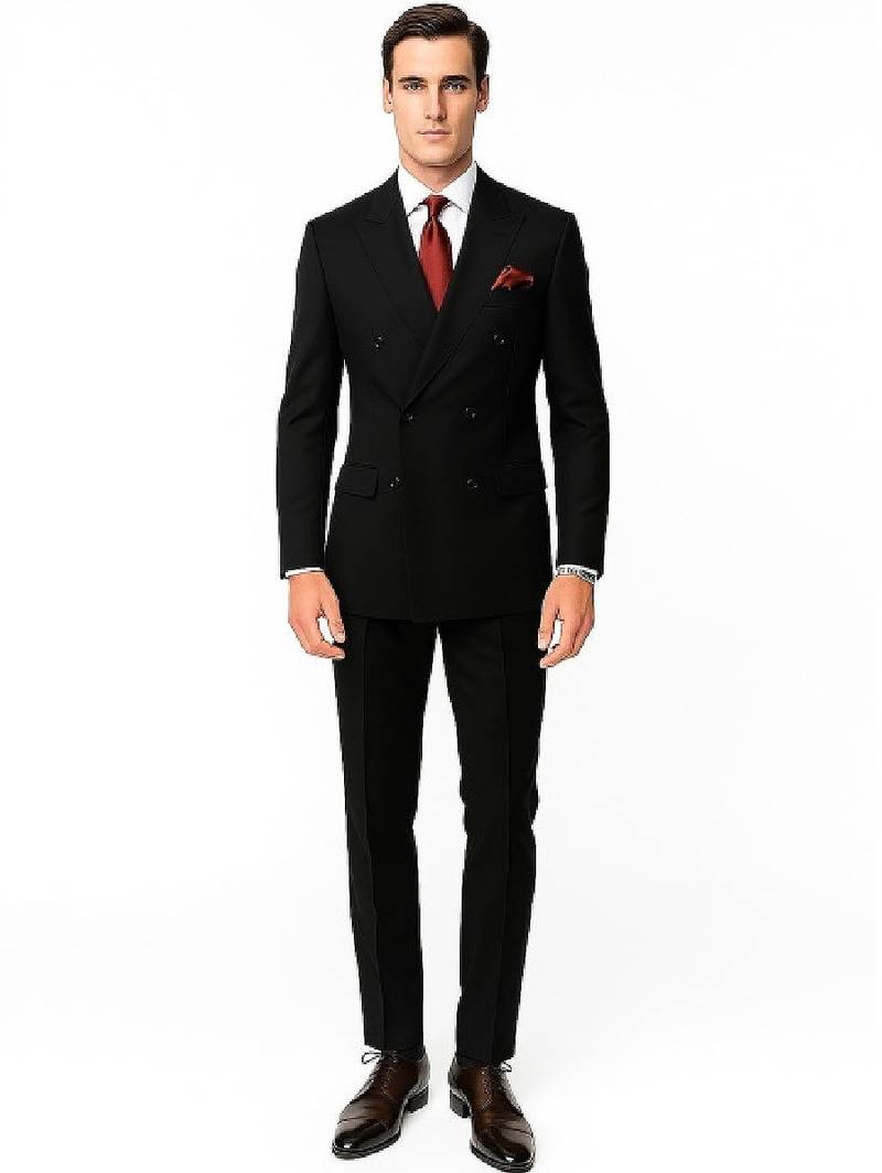 Lapel collar double breasted 2 piece suit