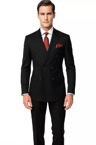 Lapel collar double breasted 2 piece suit