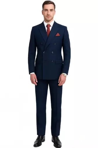 Lapel collar double breasted 2 piece suit
