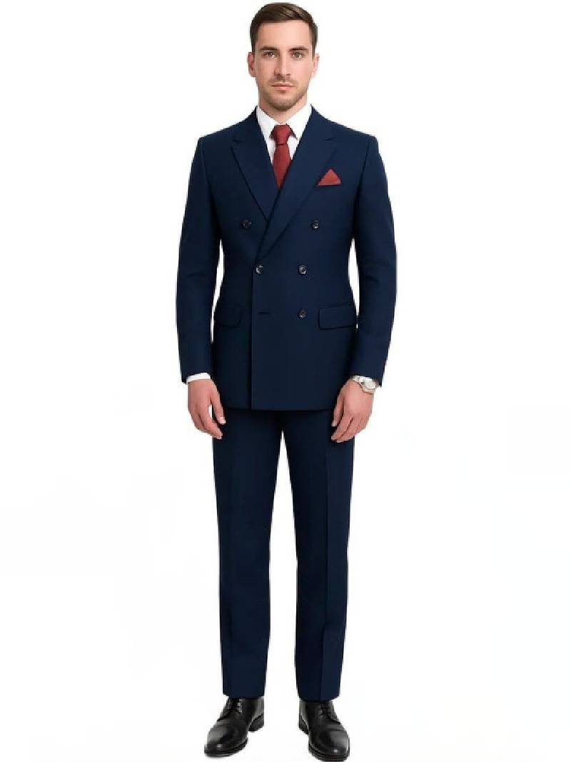 Lapel collar double breasted 2 piece suit