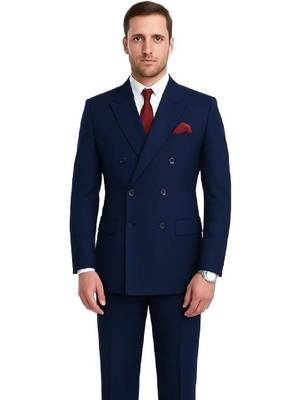 Lapel collar double breasted 2 piece suit 3