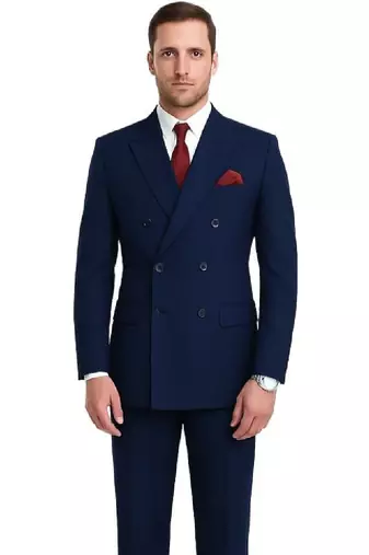 Lapel collar double breasted 2 piece suit