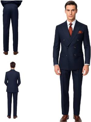 Lapel collar double breasted 2 piece suit 4