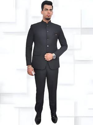 Mandarin collar bandhgala jodhpuri 2 piece suit 1