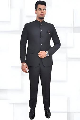 Mandarin collar bandhgala jodhpuri 2 piece suit