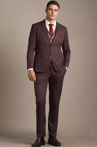 Self design slim fit single-breasted three-piece suits