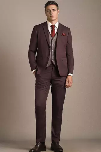 Self design slim fit single-breasted three-piece suits