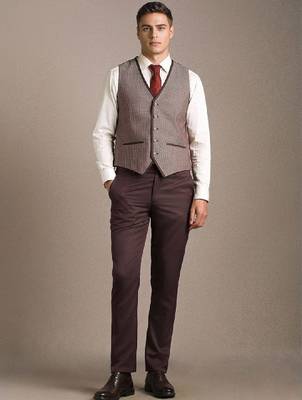 Self design slim fit single-breasted three-piece suits 3
